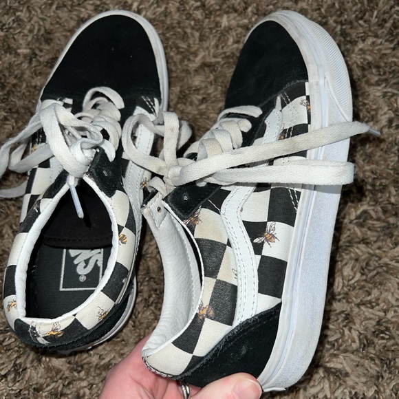 Vans Low Top Checkered W Bees Sneakers Size 5.5 - Picture 8 of 9